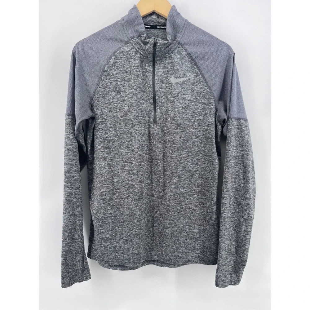 Nike Running Dri-FIT Quarter Zip Pullover Grey Heathered Mens Small S